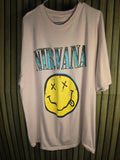 Nirvana Smiley Graphic T Shirt Distressed Print Beige Regular XL