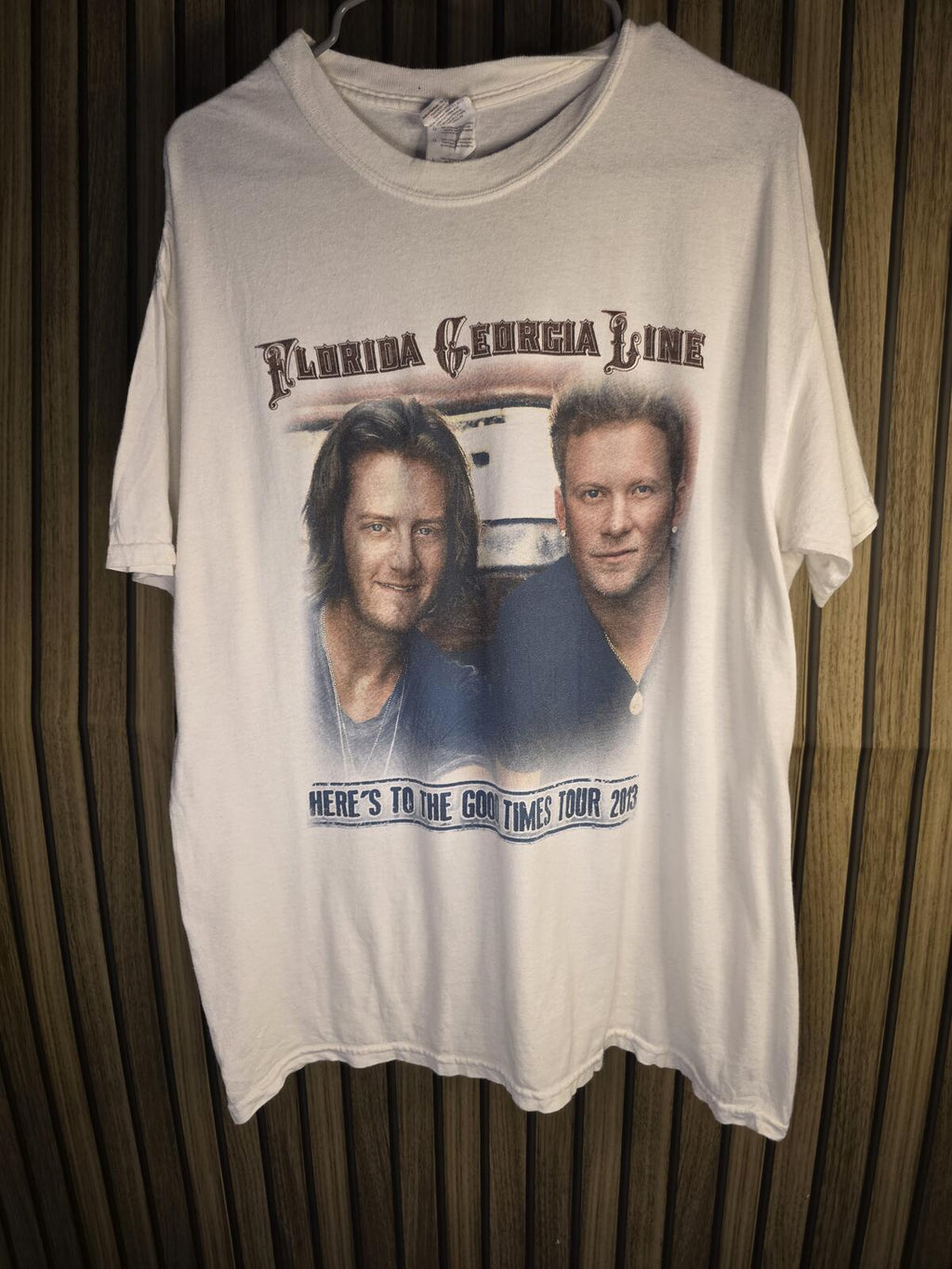 Florida Georgia Line Here’s to the Good Times Tour 2013 Graphic T-Shirt Cream L