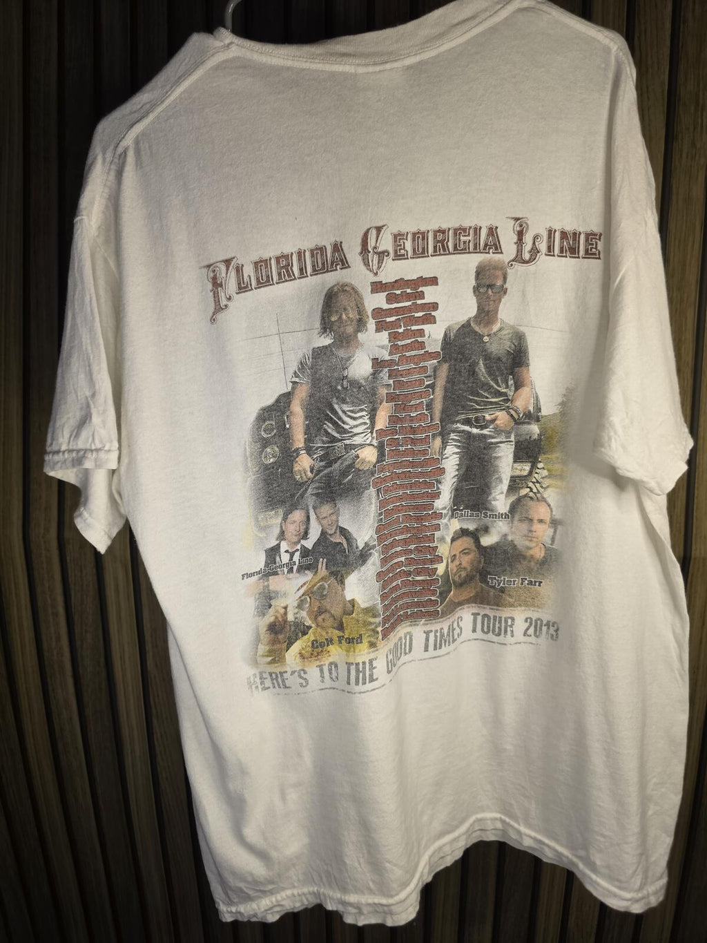 Florida Georgia Line Here’s to the Good Times Tour 2013 Graphic T-Shirt Cream L