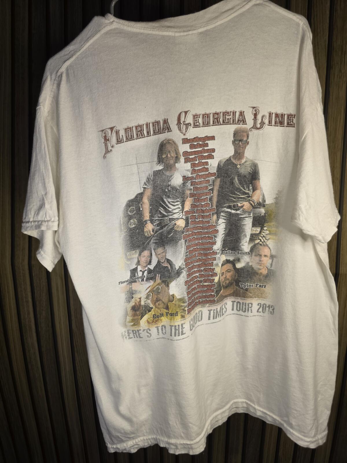 Florida Georgia Line Here’s to the Good Times Tour 2013 Graphic T-Shirt Cream L