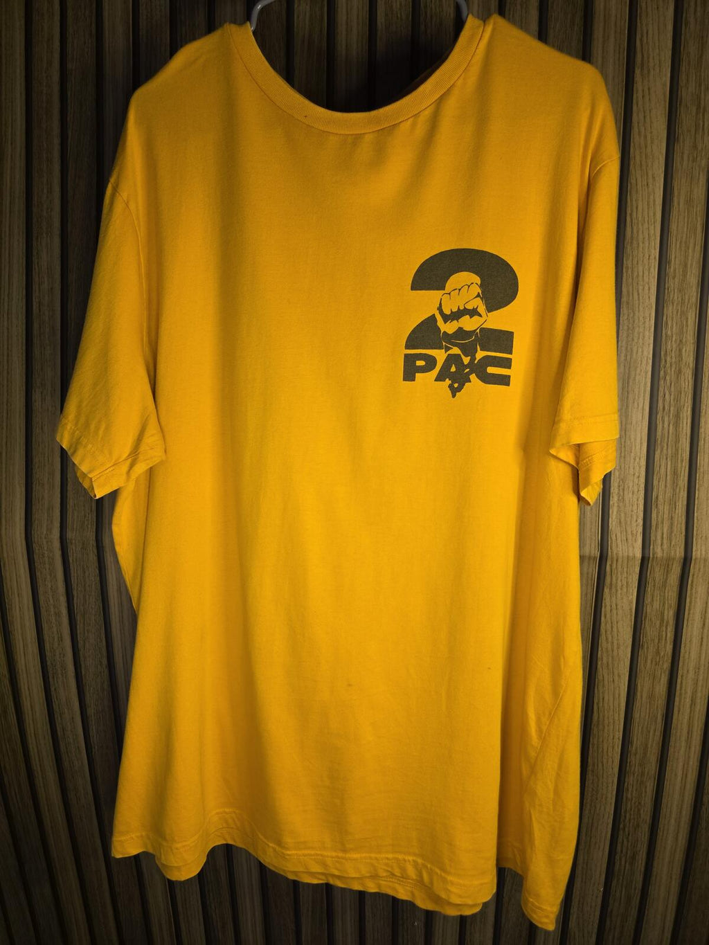Tupac Shakur Graphic T-Shirt Portrait Print Mustard Yellow XL