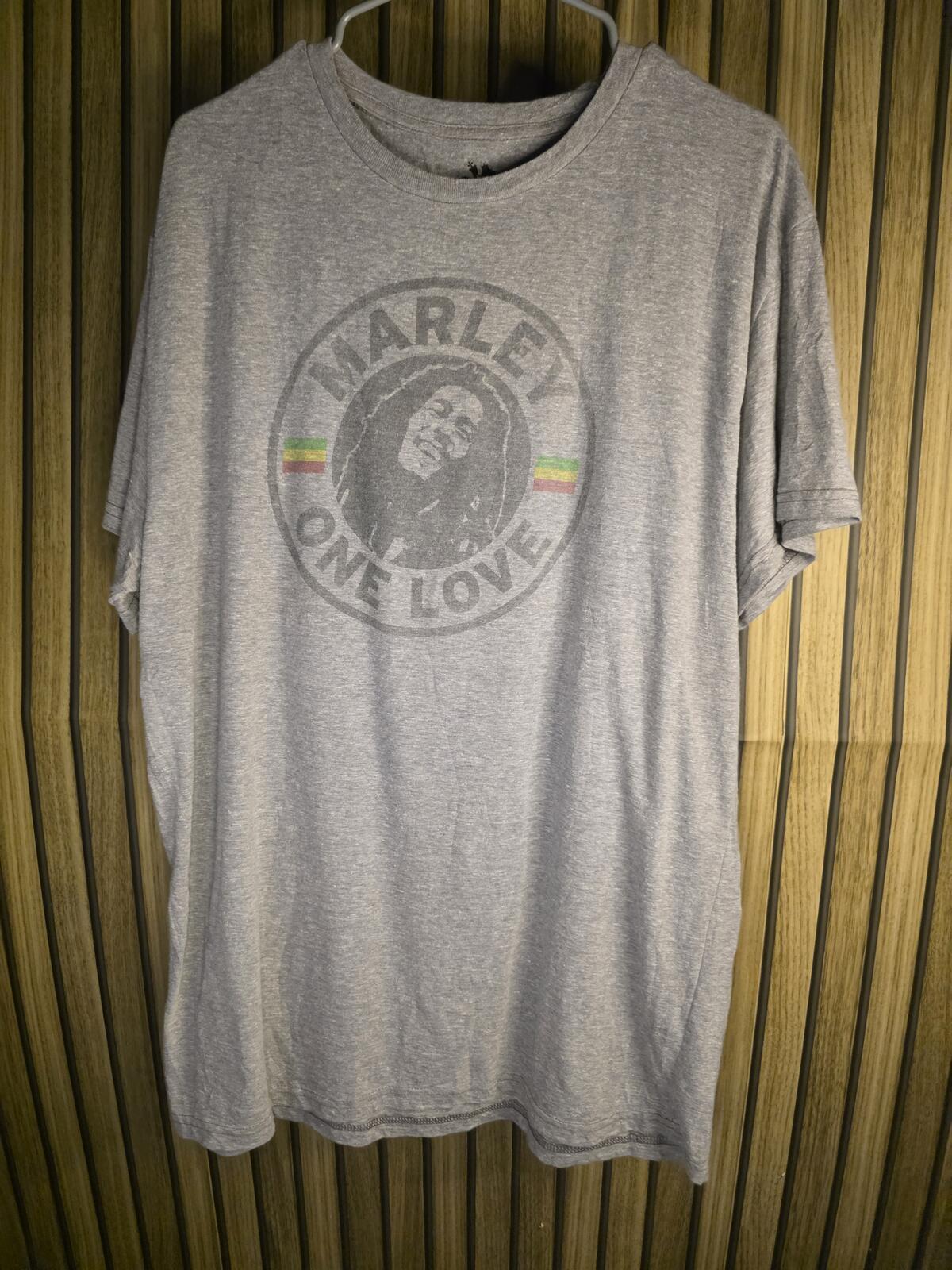 Zion Roots Bob Marley One Love Graphic T-Shirt Grey XXL