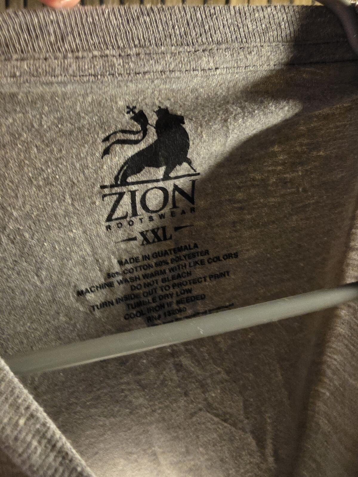 Zion Roots Bob Marley One Love Graphic T-Shirt Grey XXL