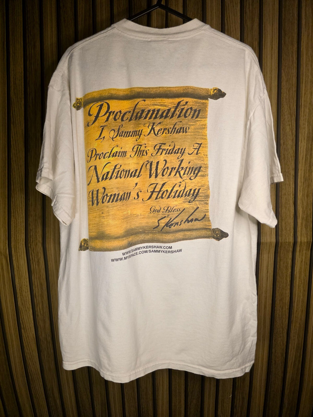 Delta Pro Weight Sammy Kershaw Graphic T-Shirt White Blue Large BS2440