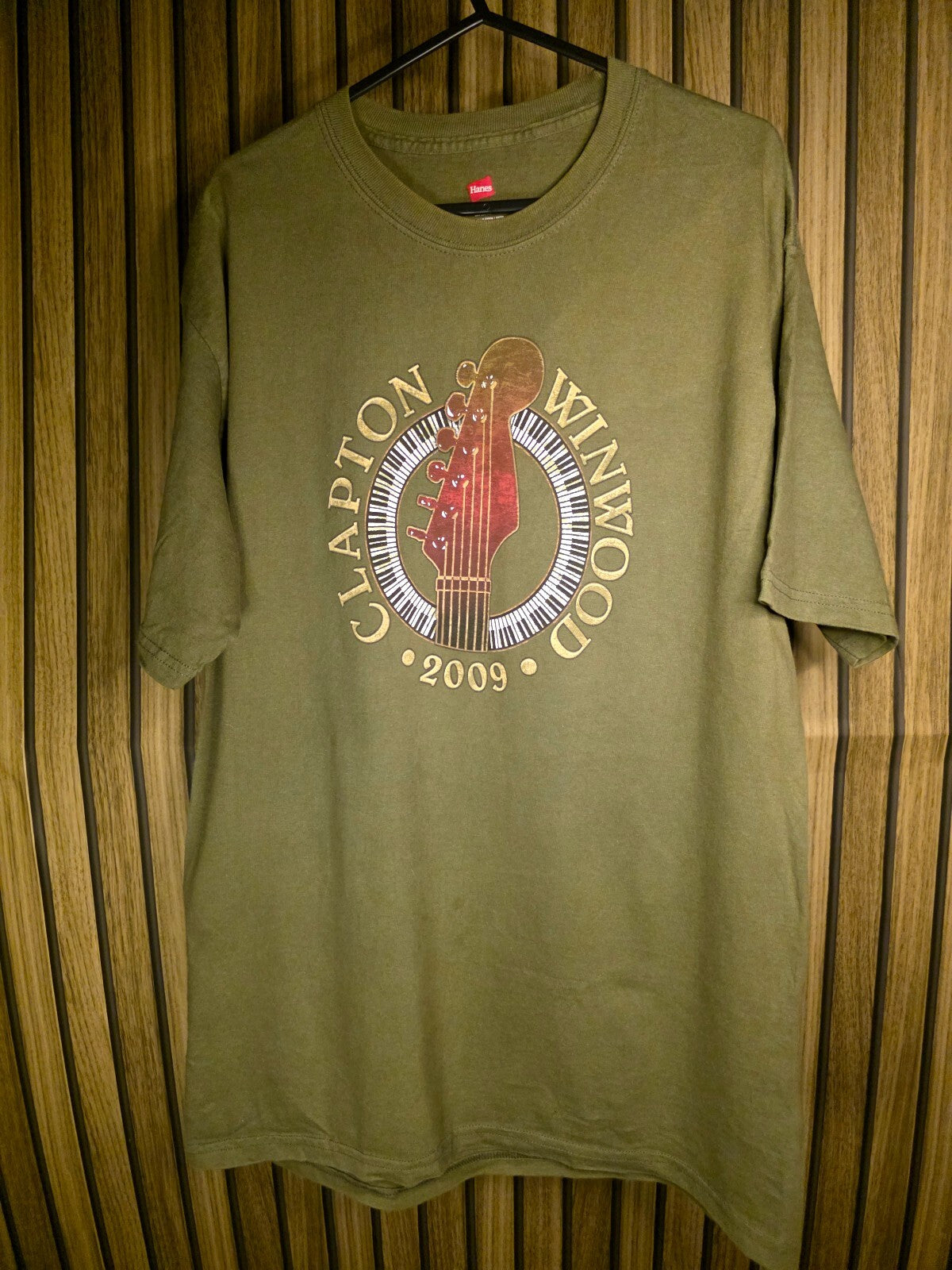 Hanes Clapton Winwood 2009 Tour T-shirt Olive Green Medium BS2443