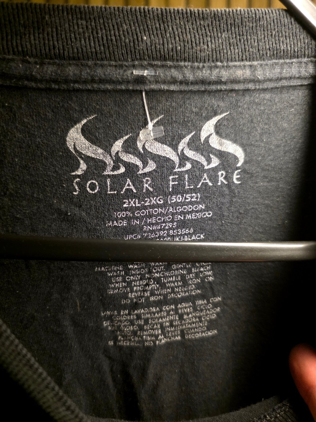 Solar Flare Men's T-shirt Guitar Speaker Graphic Black Beige 2XL BS2450