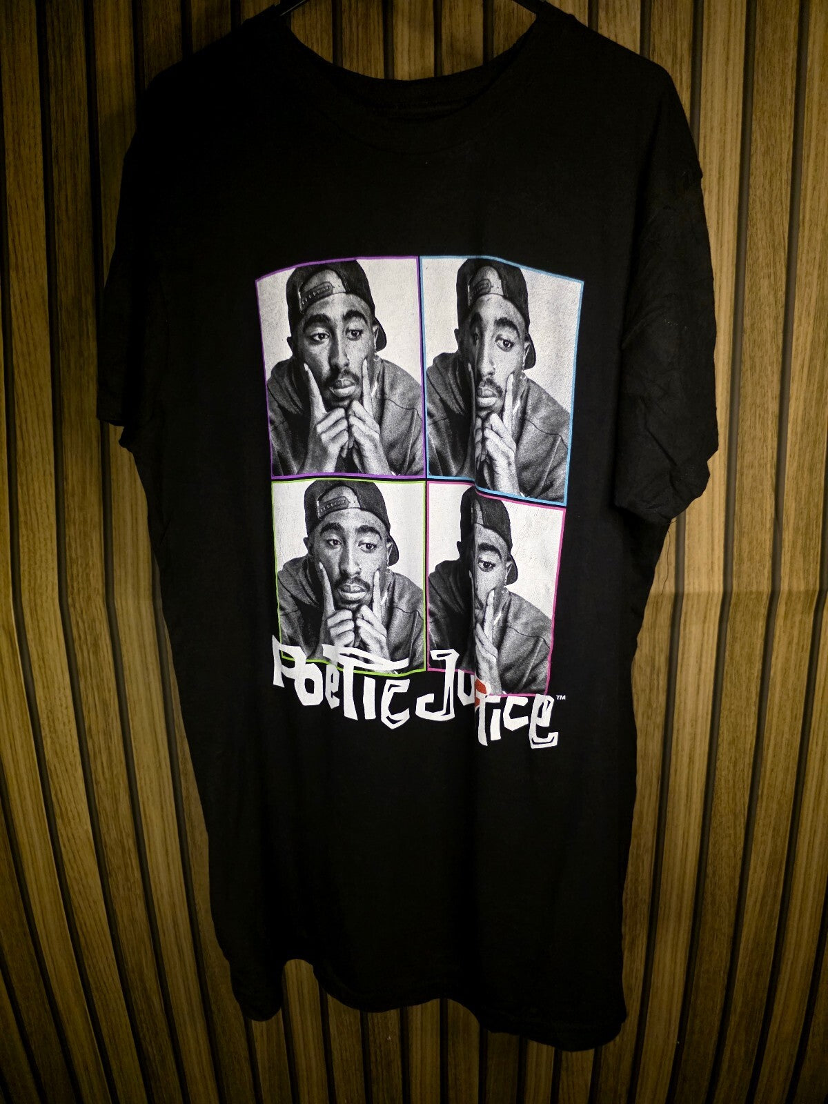 Poetic Justice Tupac Graphic T-Shirt Black Medium BS2452
