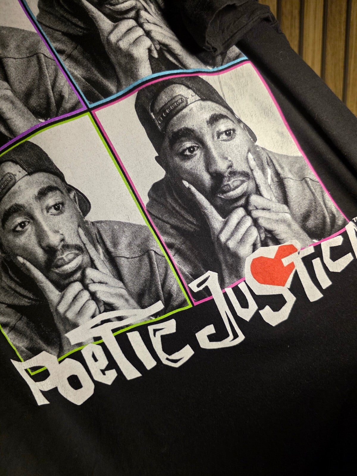 Poetic Justice Tupac Graphic T-Shirt Black Medium BS2452