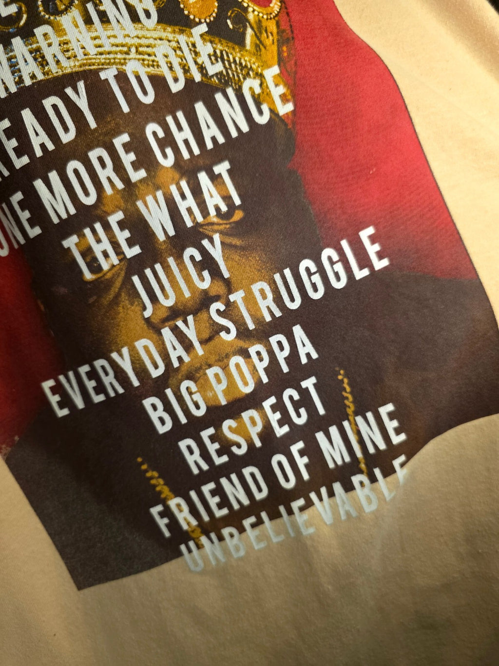 The Notorious B.I.G. Men's T-Shirt Biggie Smalls Graphic Beige Large BS2481