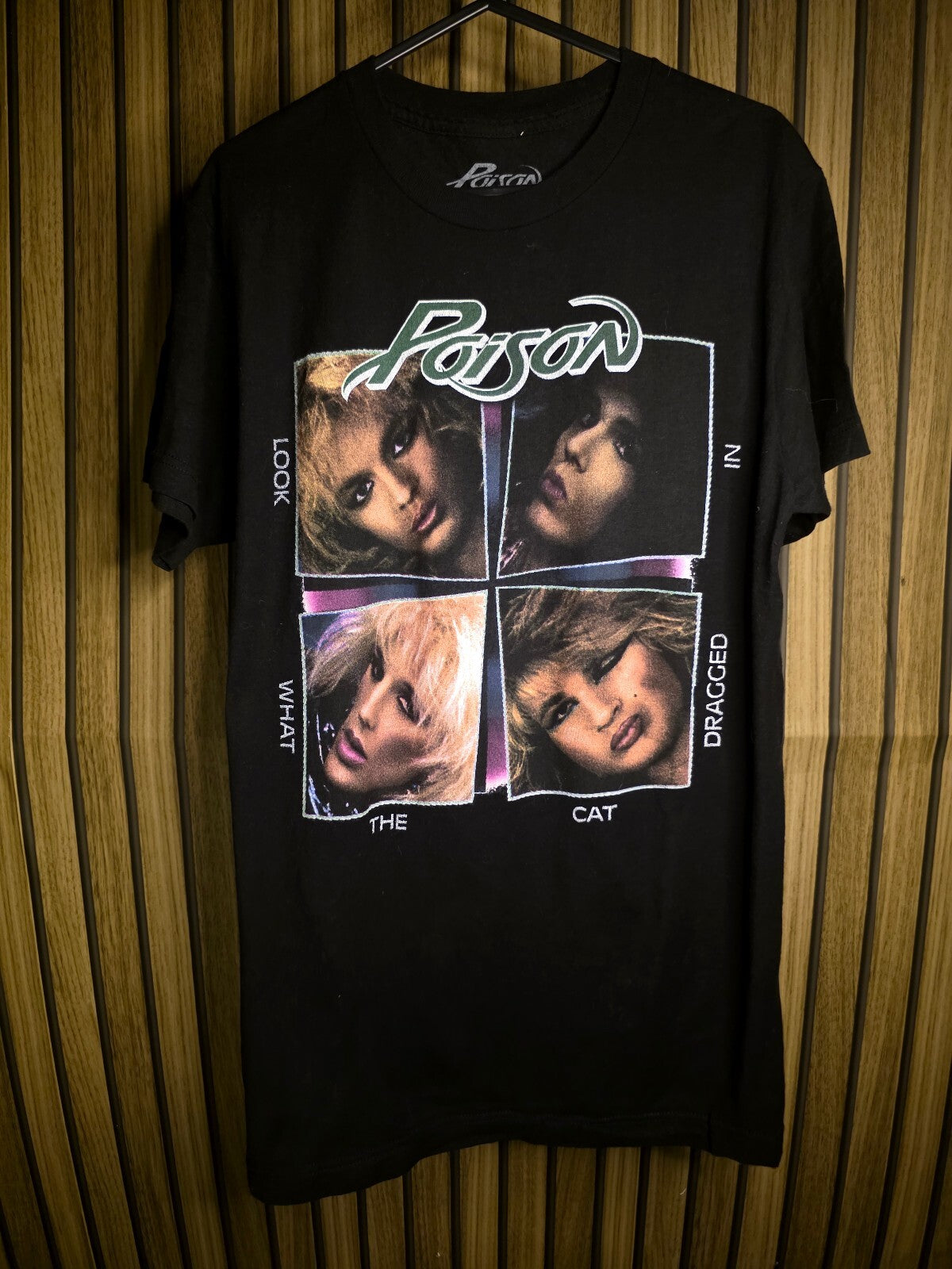 Poison Men's T-Shirt Look What The Cat Dragged In Black Medium BS2486