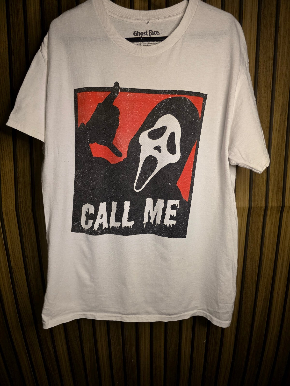 Ghost Face Call Me Graphic T-Shirt White Medium BS2492