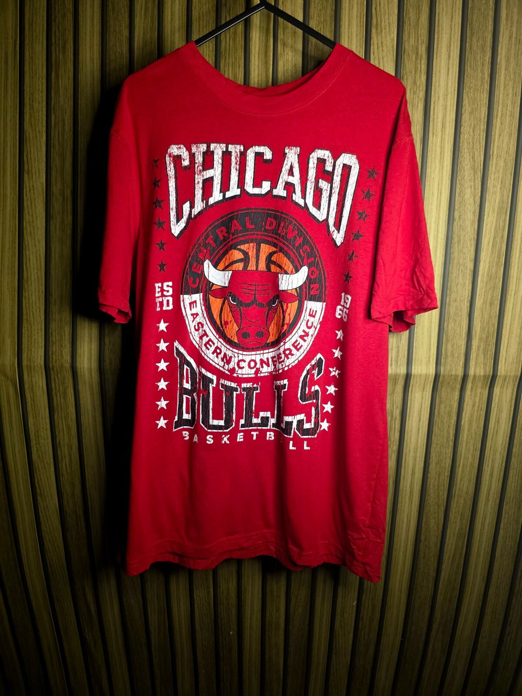 Chicago Bulls Basketball Graphic Red T-shirt Size Regular M MX236