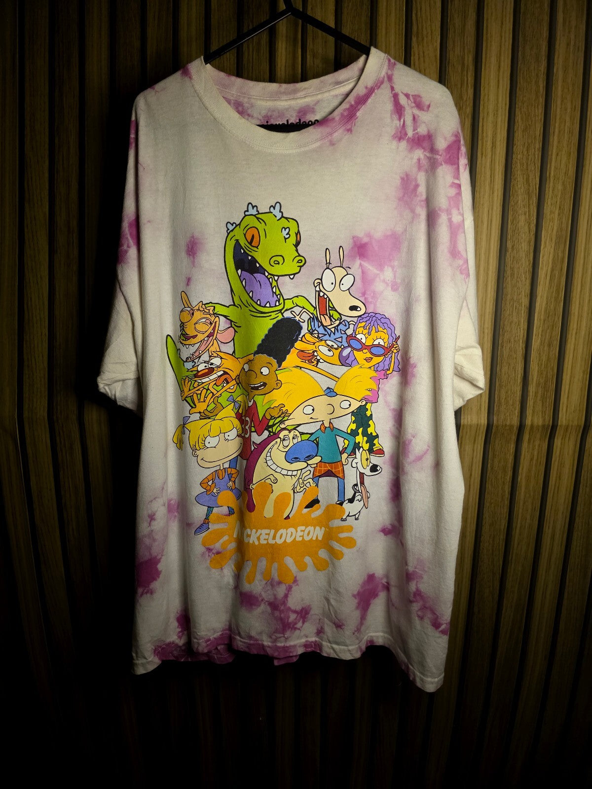 Nickelodeon Vintage Cartoon Characters Tie-Dye T-Shirt Pink Regular XXL MX67