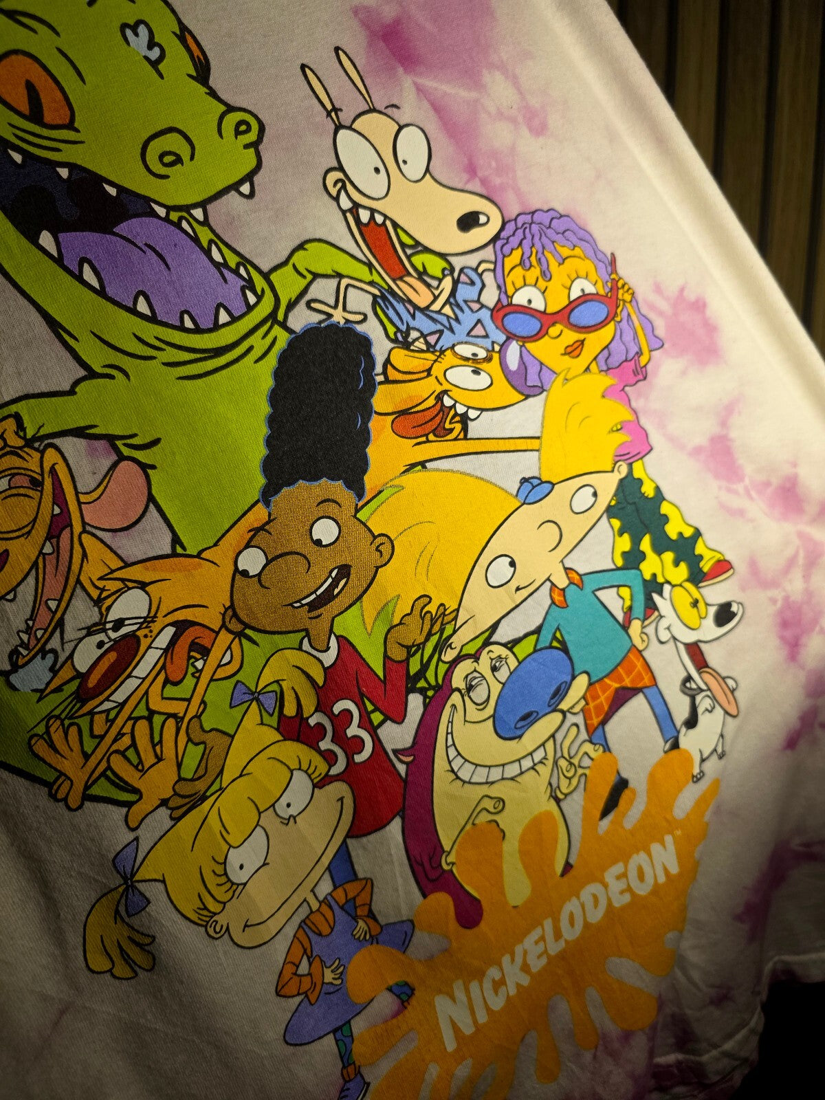 Nickelodeon Vintage Cartoon Characters Tie-Dye T-Shirt Pink Regular XXL MX67