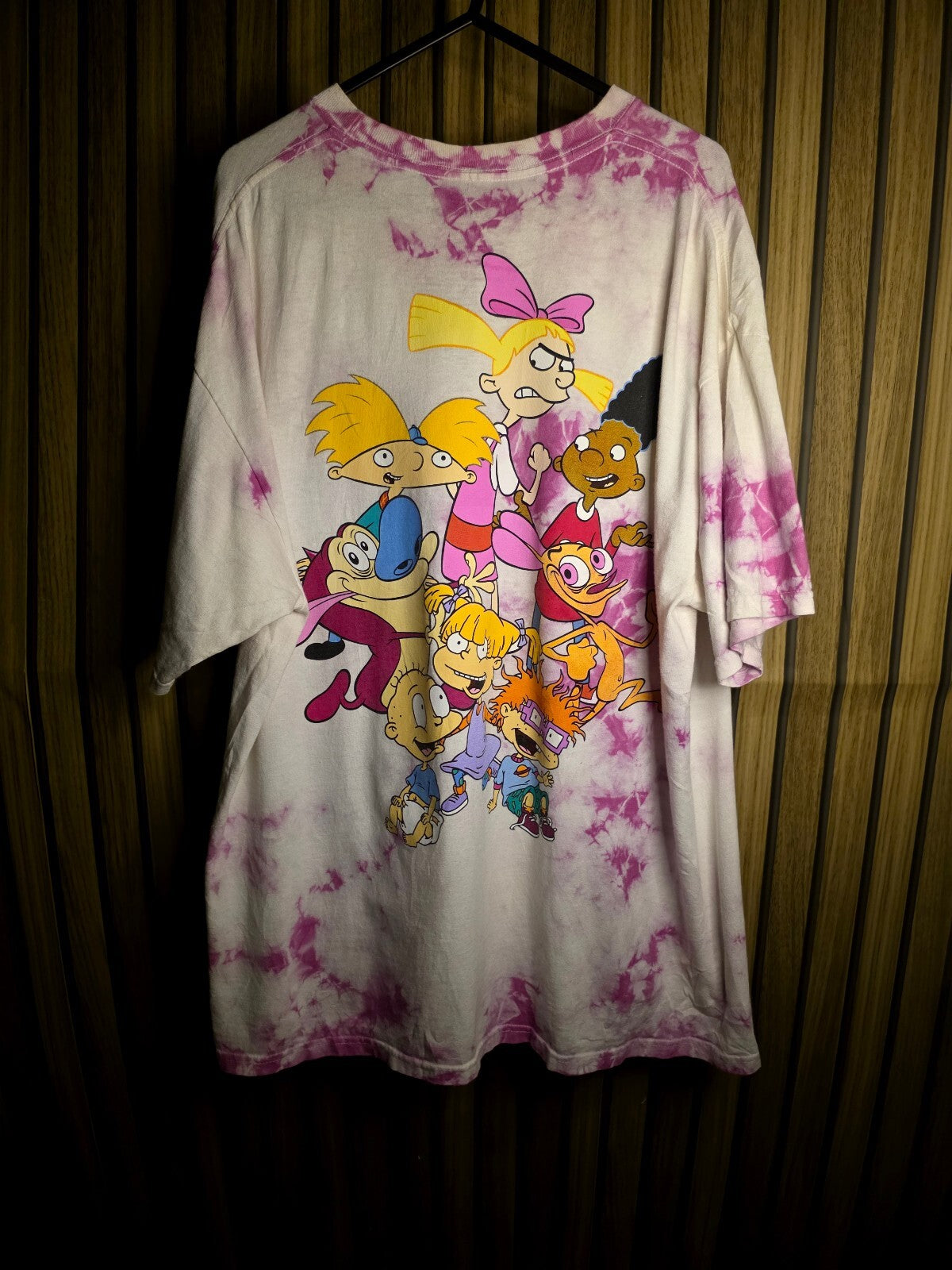 Nickelodeon Vintage Cartoon Characters Tie-Dye T-Shirt Pink Regular XXL MX67