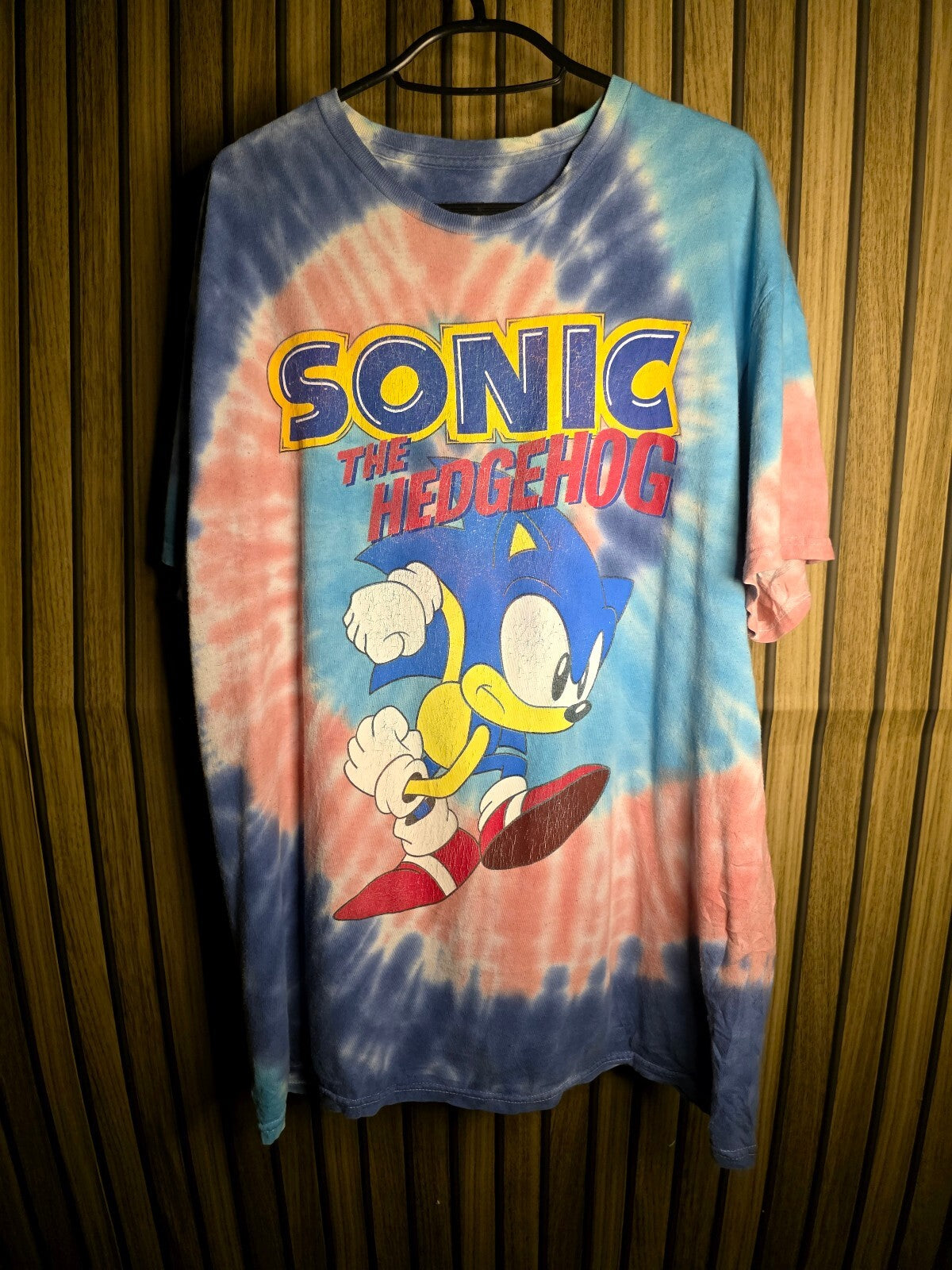 Sonic The Hedgehog Tie-Dye T-Shirt Blue Pink Size L MX393