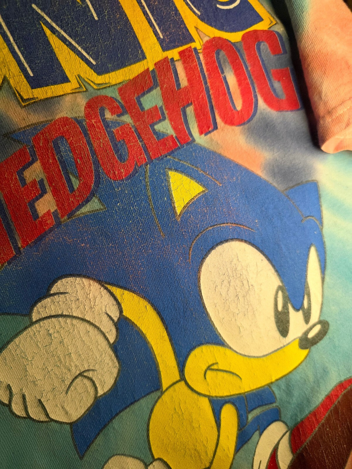 Sonic The Hedgehog Tie-Dye T-Shirt Blue Pink Size L MX393