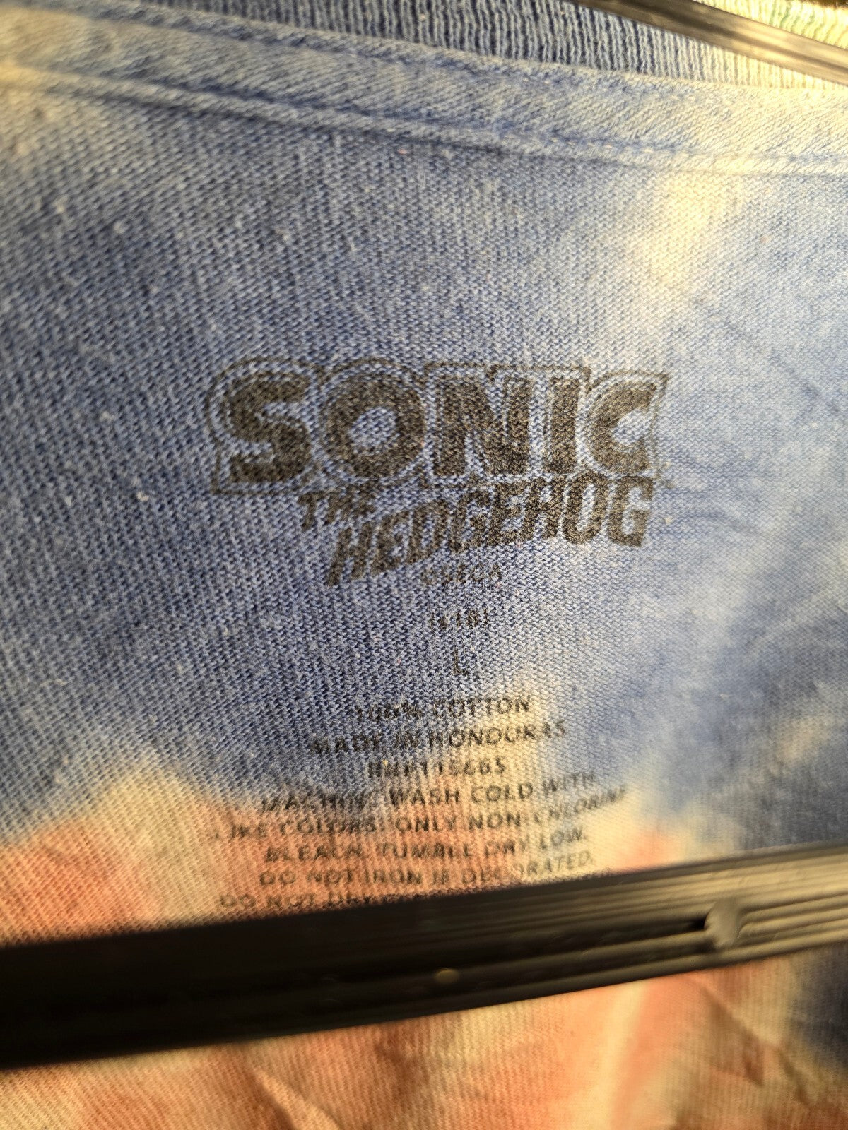 Sonic The Hedgehog Tie-Dye T-Shirt Blue Pink Size L MX393