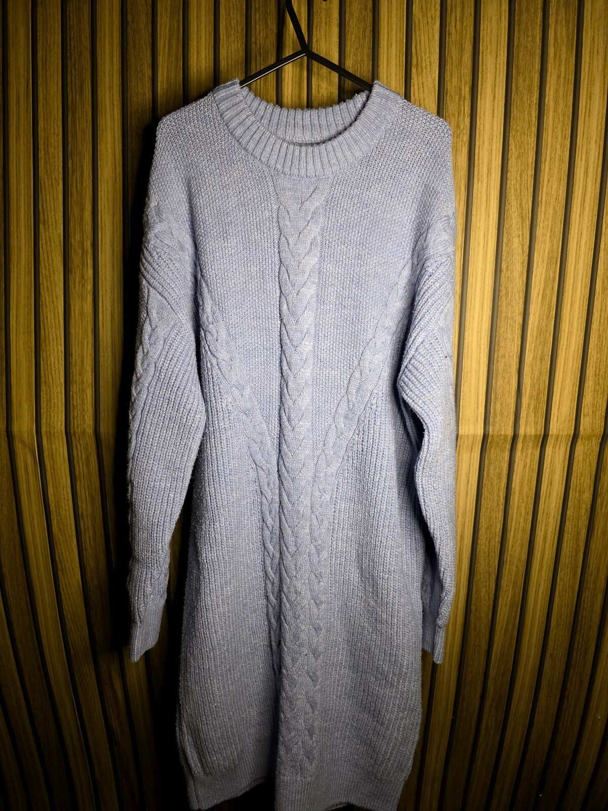 Papaya Light Blue Cable Knit Pullover Sweater Dress Medium KN44