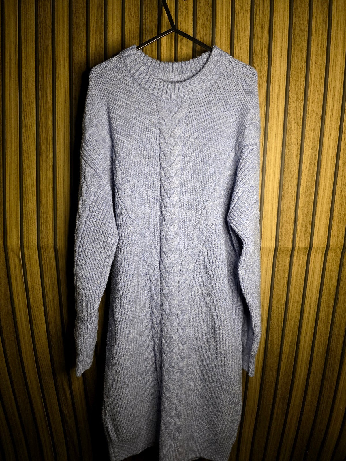 Papaya Light Blue Cable Knit Pullover Sweater Dress Medium KN44