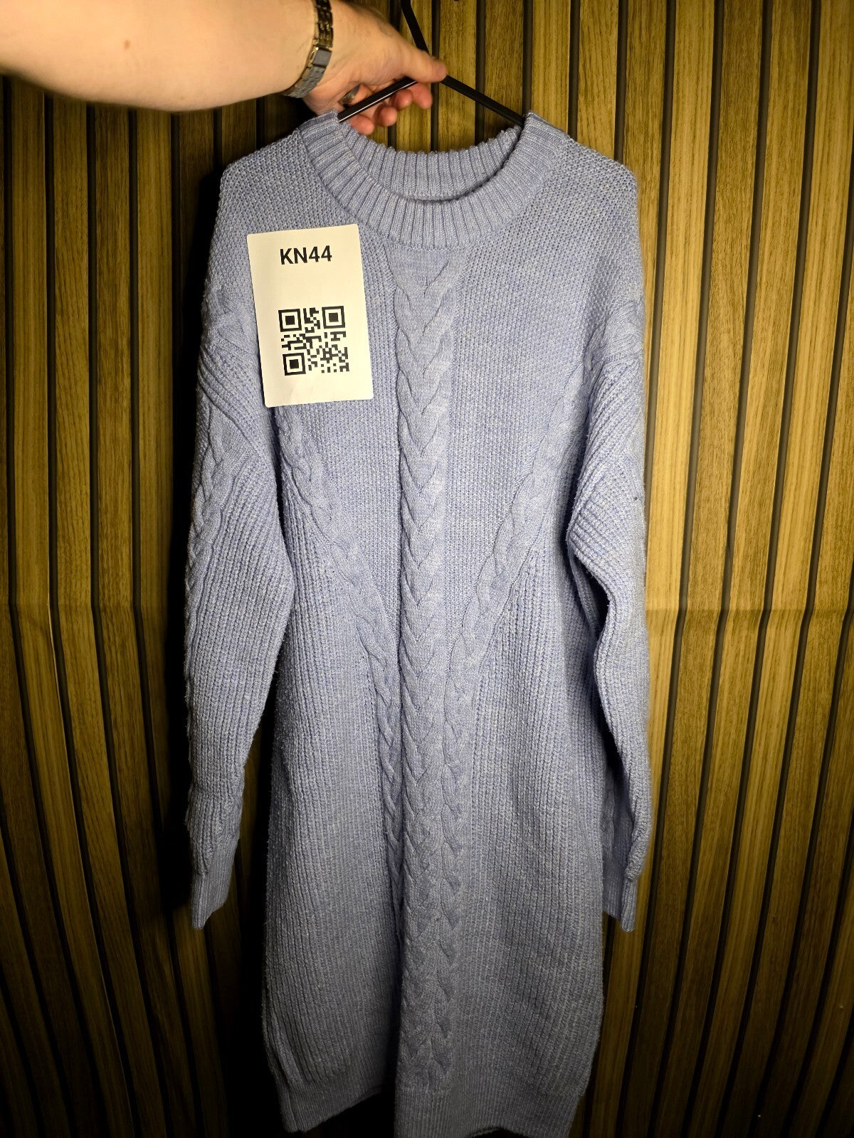 Papaya Light Blue Cable Knit Pullover Sweater Dress Medium KN44