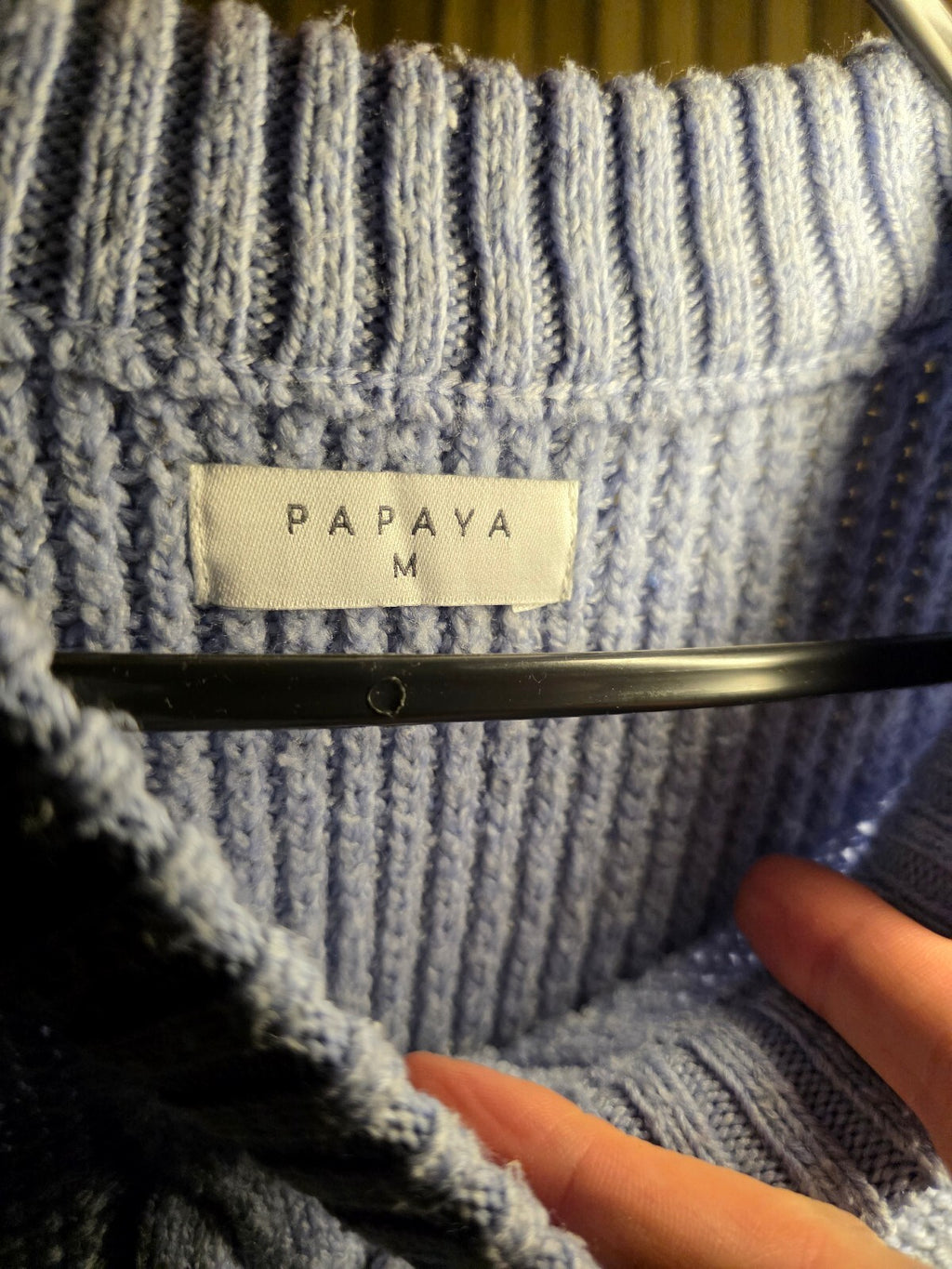 Papaya Light Blue Cable Knit Pullover Sweater Dress Medium KN44