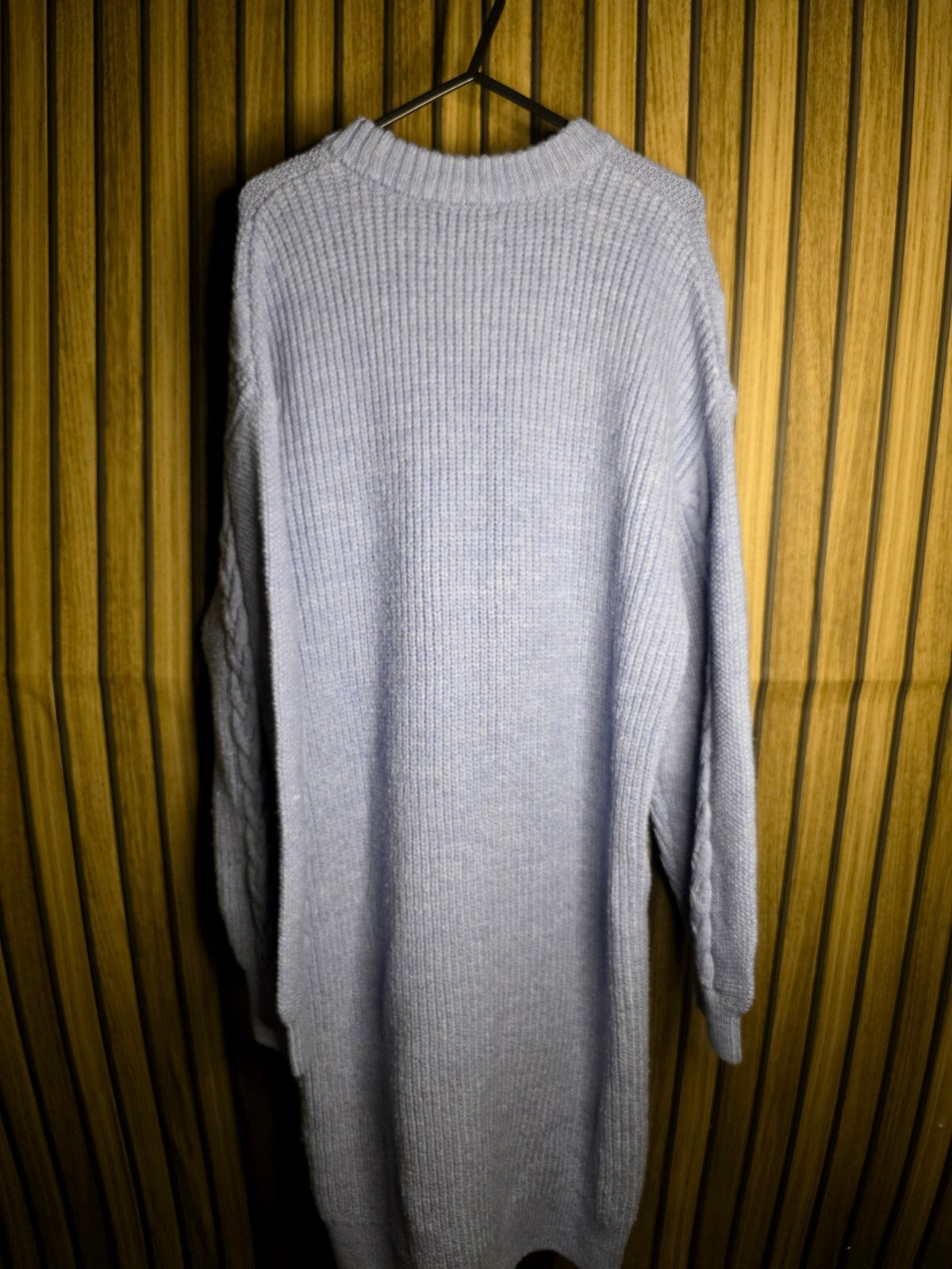 Papaya Light Blue Cable Knit Pullover Sweater Dress Medium KN44