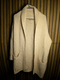 Cream Knit Cardigan Shawl Collar Large KN45