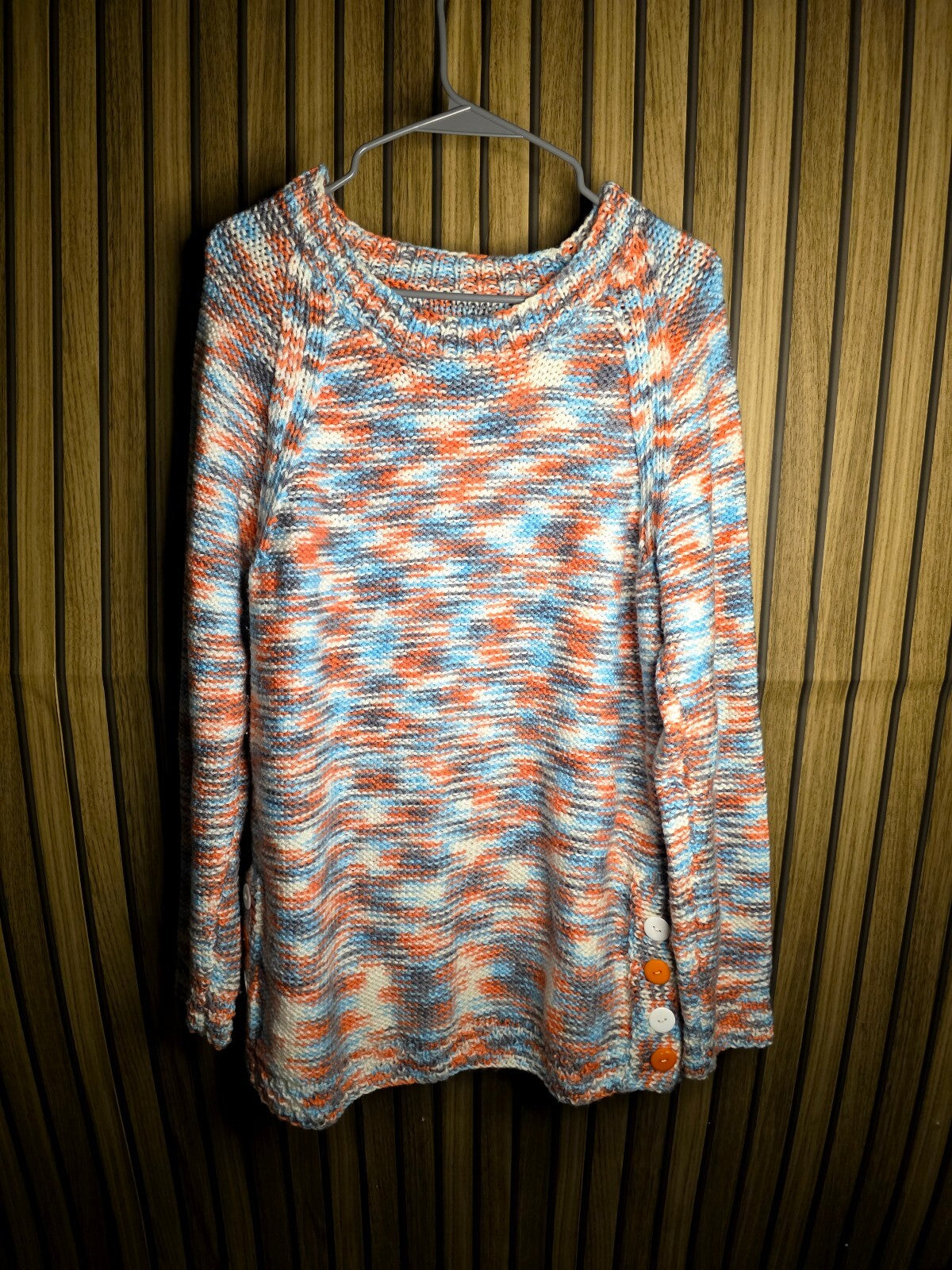 Multicolour Knit Pullover Sweater with Button Detail Size Regular 6 SKU KN48