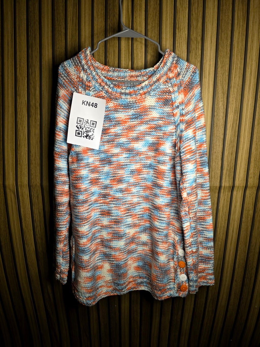 Multicolour Knit Pullover Sweater with Button Detail Size Regular 6 SKU KN48