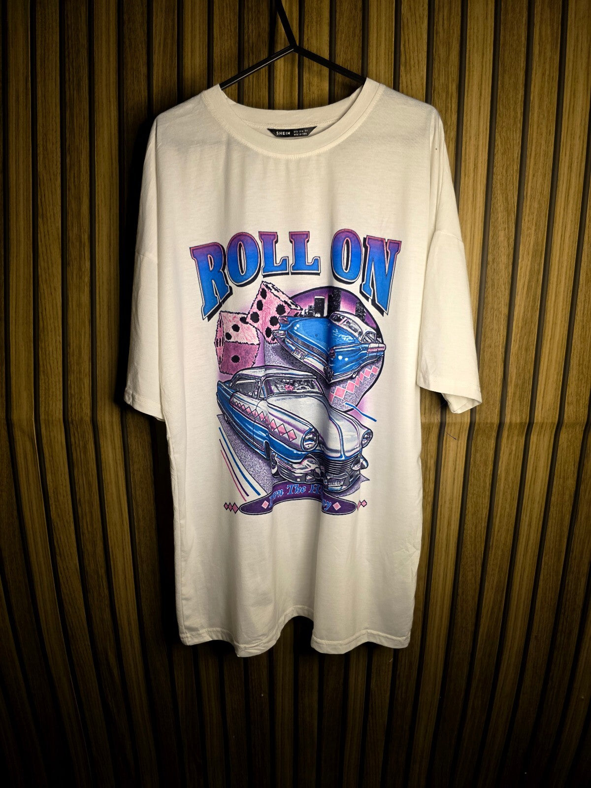 Shein Roll On Graphic T-Shirt White EU 36 US 4 RAN75