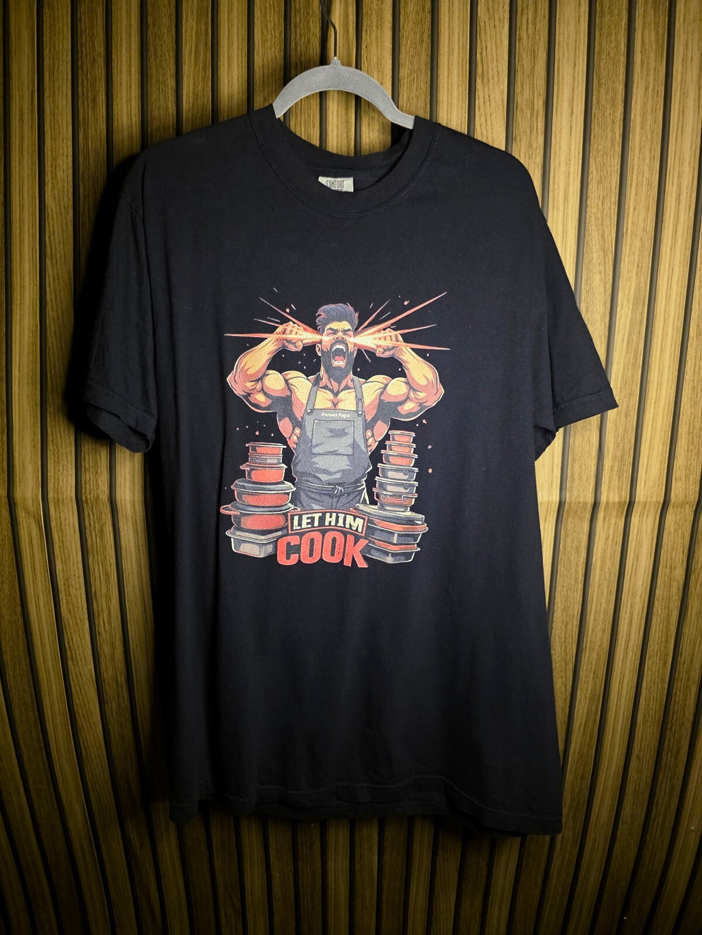 Comfort Colors Paneer Papa Let Him Cook Graphic T-Shirt Black Size L RAN89