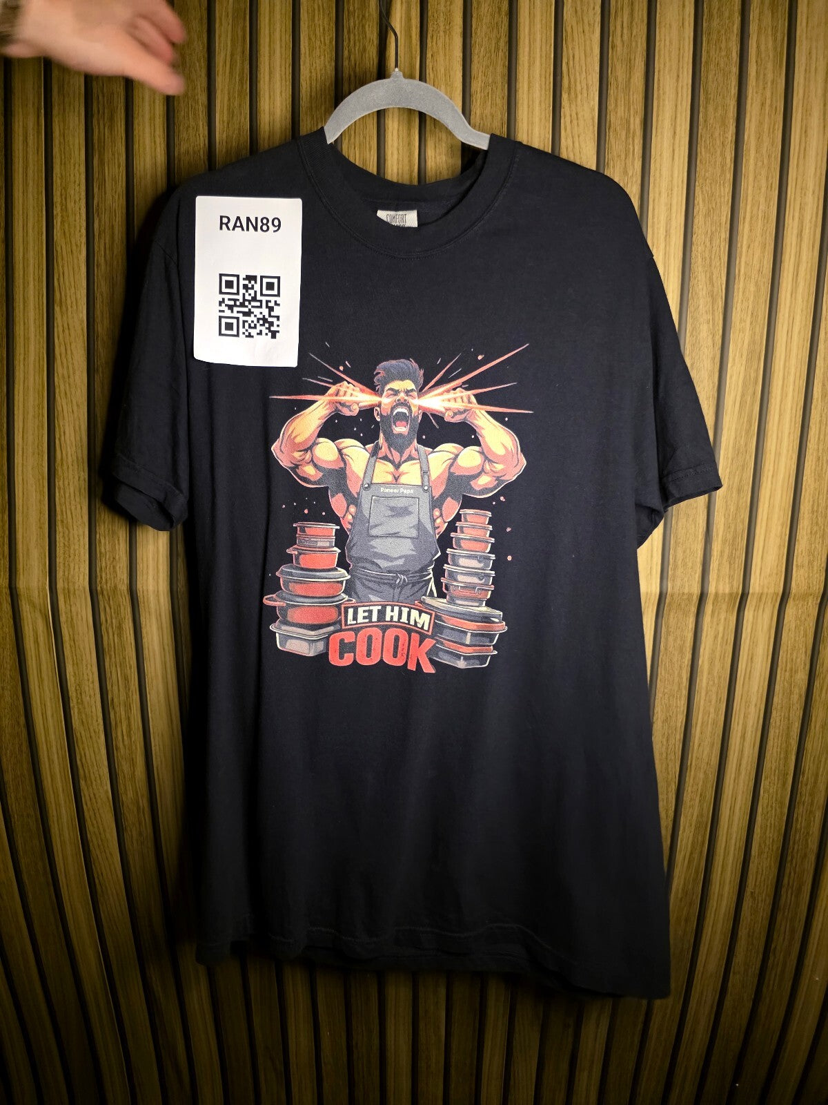 Comfort Colors Paneer Papa Let Him Cook Graphic T-Shirt Black Size L RAN89