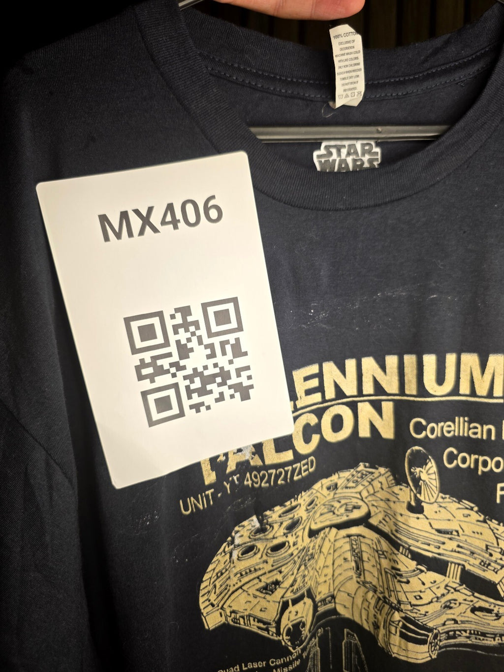 Zuni Sportswear Star Wars Millennium Falcon Graphic Black T-Shirt Large MX406