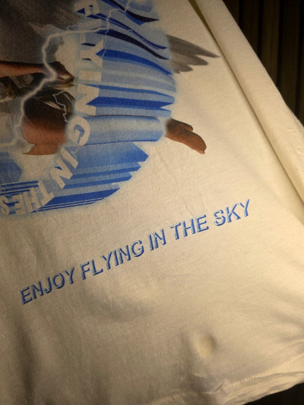 Enjoy Flying Graphic T-shirt Cream Size Regular M MX411