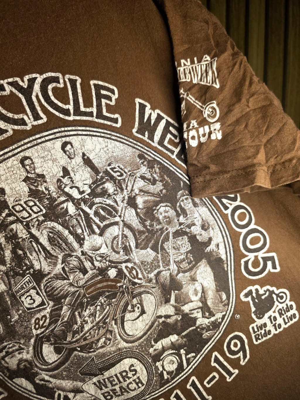 Fruit of the Loom Laconia Motorcycle Week 2005 Brown XL T-Shirt MX424