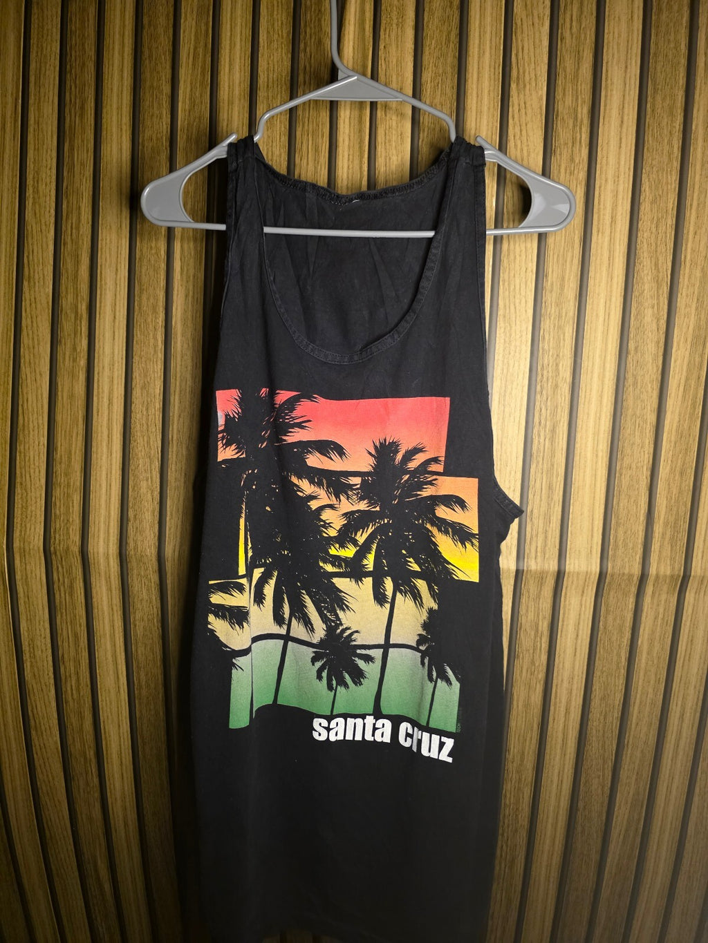 Santa Cruz Tank Top Palm Tree Graphic Black Size Regular M MX430