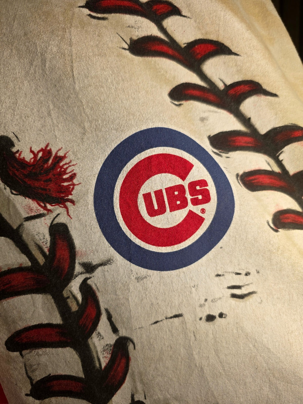 Chicago Cubs Baseball Graphic T-Shirt Cream Size Regular M MX447