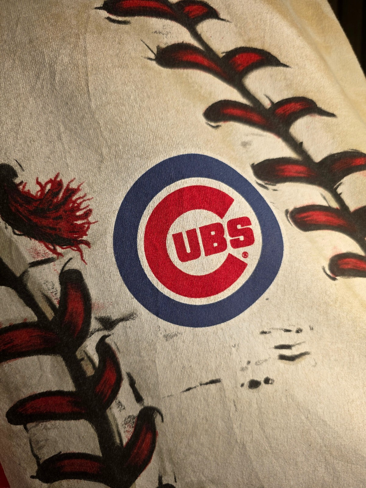 Chicago Cubs Baseball Graphic T-Shirt Cream Size Regular M MX447