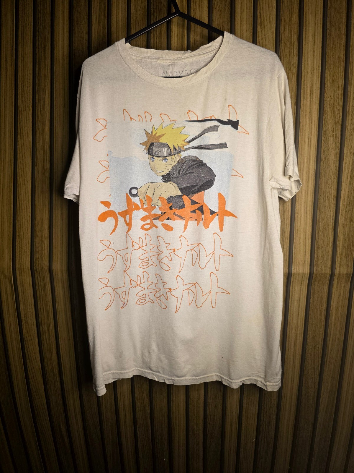 Naruto Shippuden Collection T-Shirt Graphic Print Beige Size S MX449