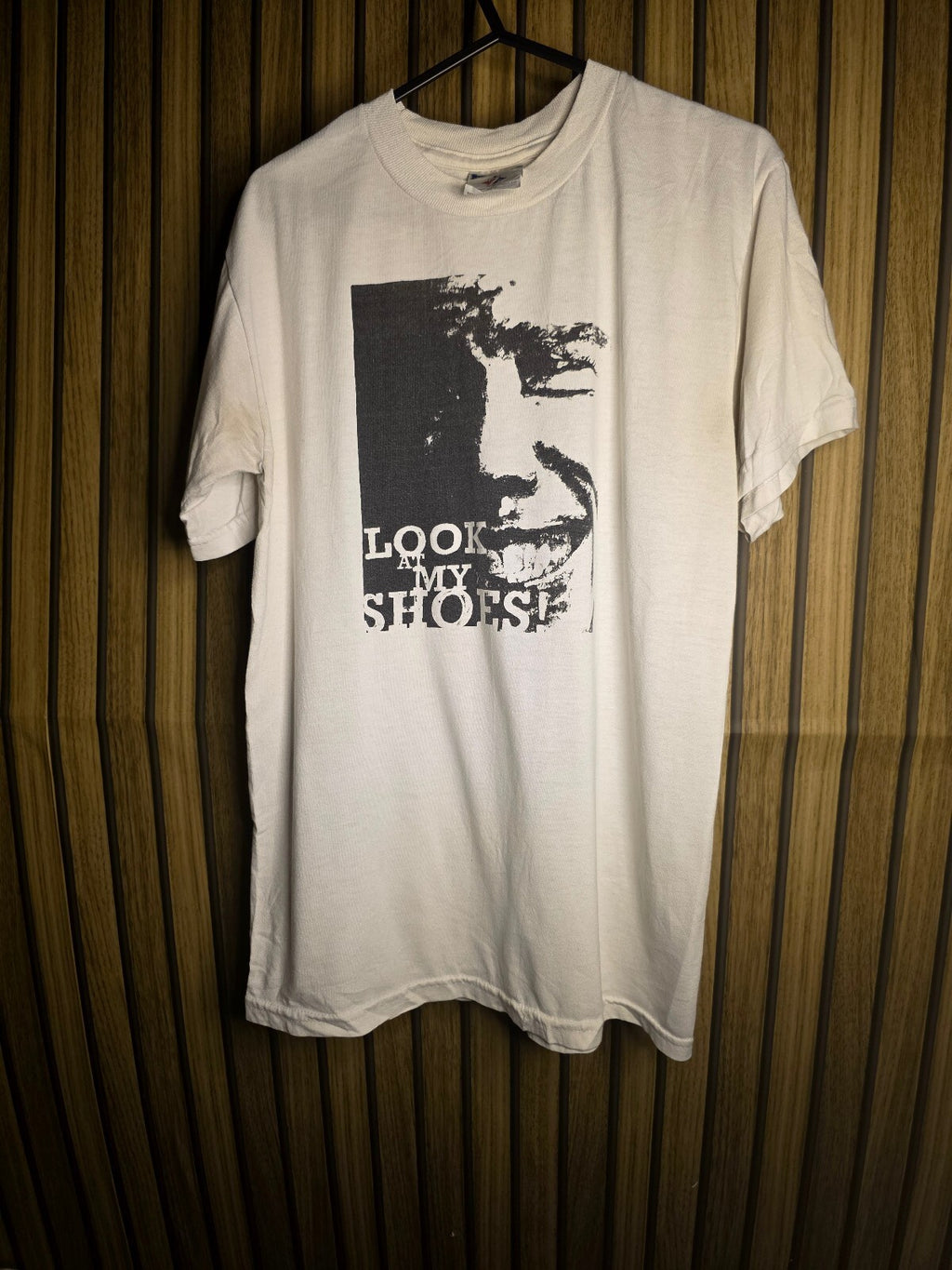 Jerzees Heavyweight Blend T-shirt Look At My Shoes Graphic White Size S MX452
