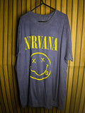 Nirvana T-shirt Yellow Graphic Blue Size XL MX475
