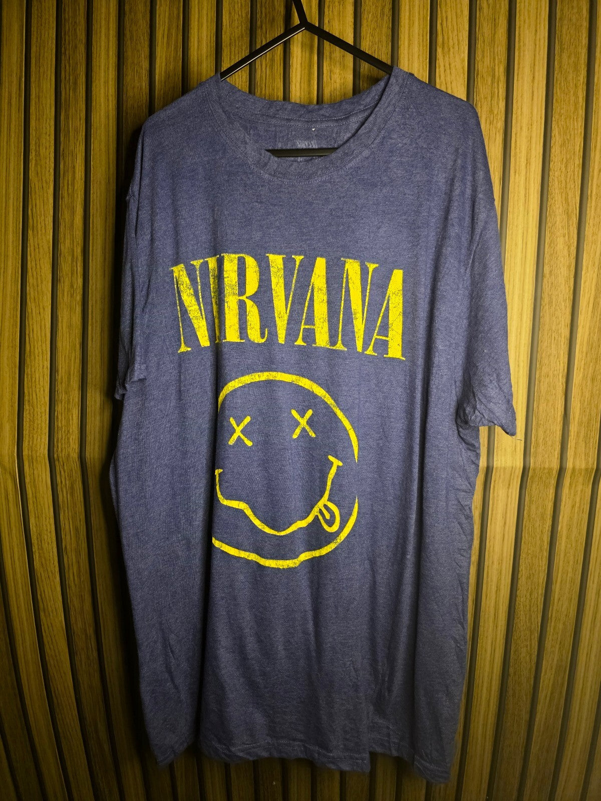 Nirvana T-shirt Yellow Graphic Blue Size XL MX475