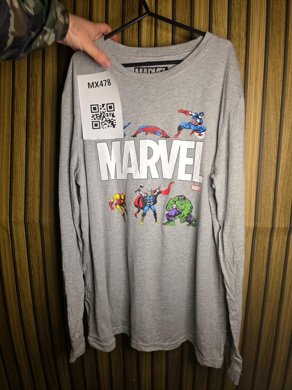Marvel Long Sleeve T-Shirt Grey Size L MX478