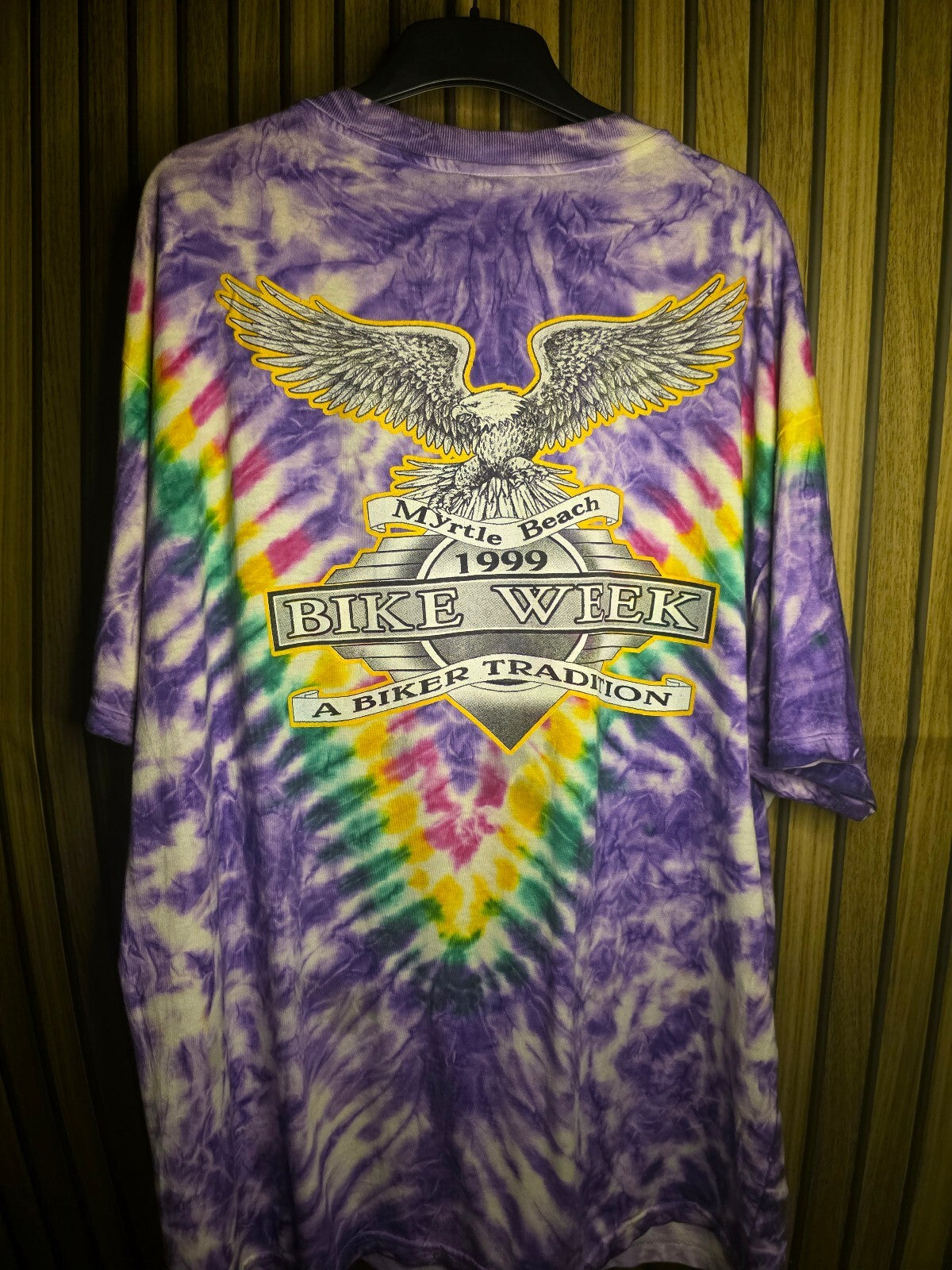 Hanes Bike Week Myrtle Beach 1999 Tie Dye T-Shirt Purple MX497