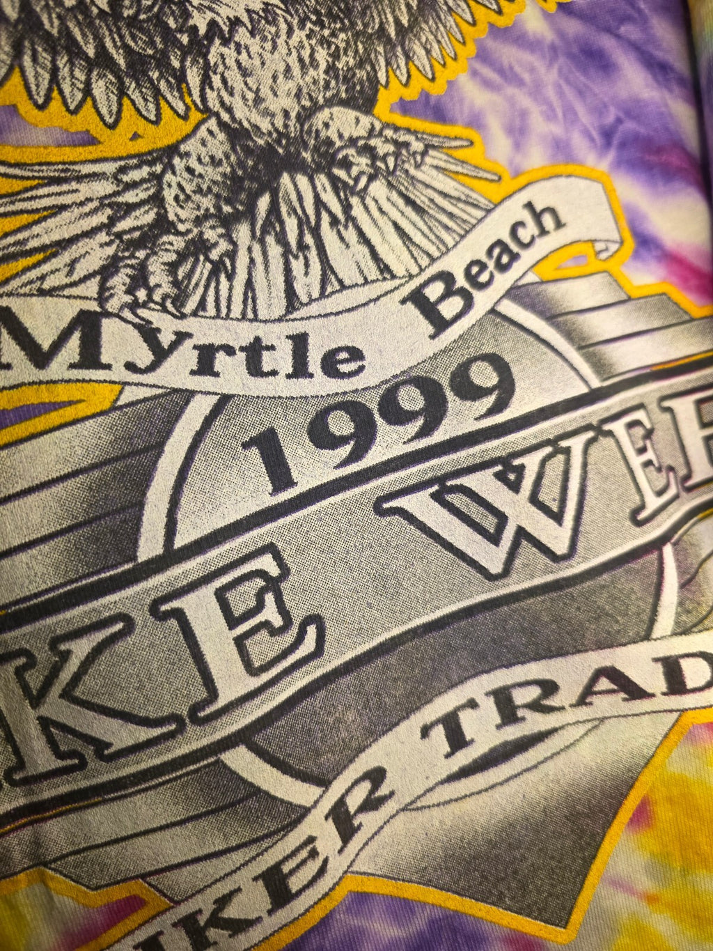 Hanes Bike Week Myrtle Beach 1999 Tie Dye T-Shirt Purple MX497