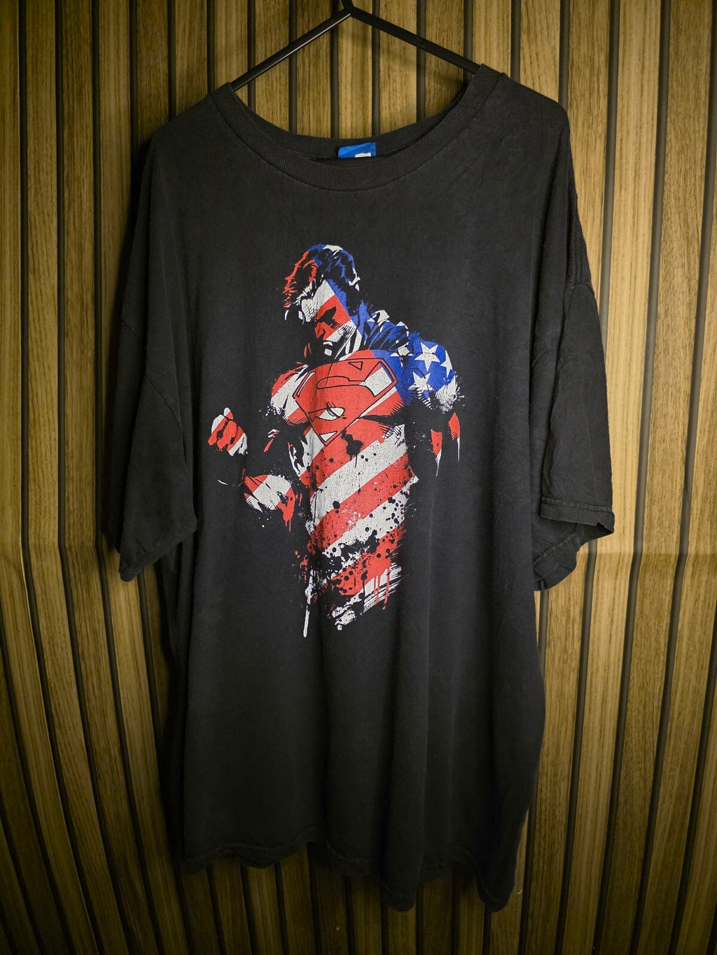 Superman American Flag Graphic T-Shirt Black MX521