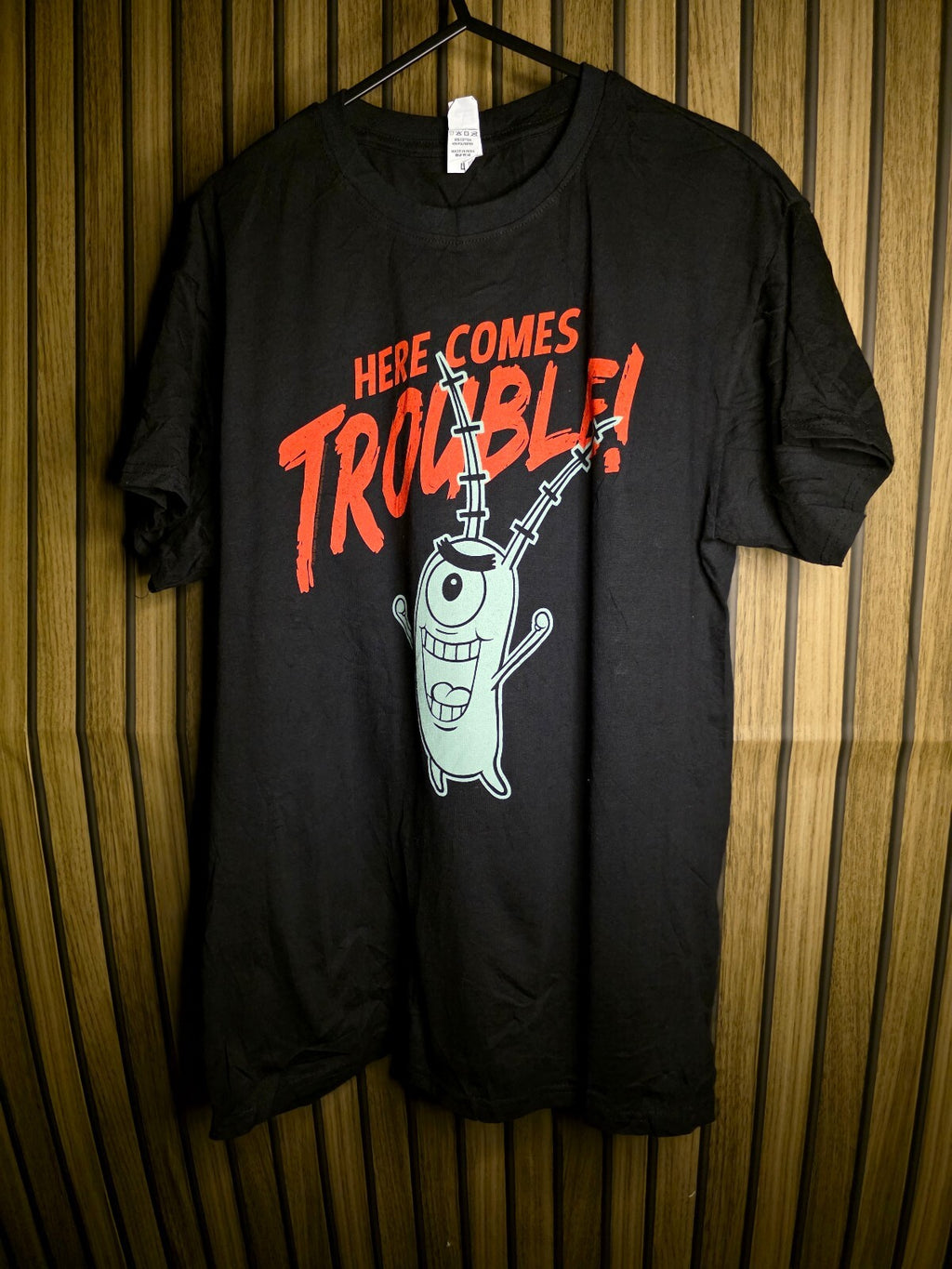 Plankton Here Comes Trouble T-Shirt Black L MX543