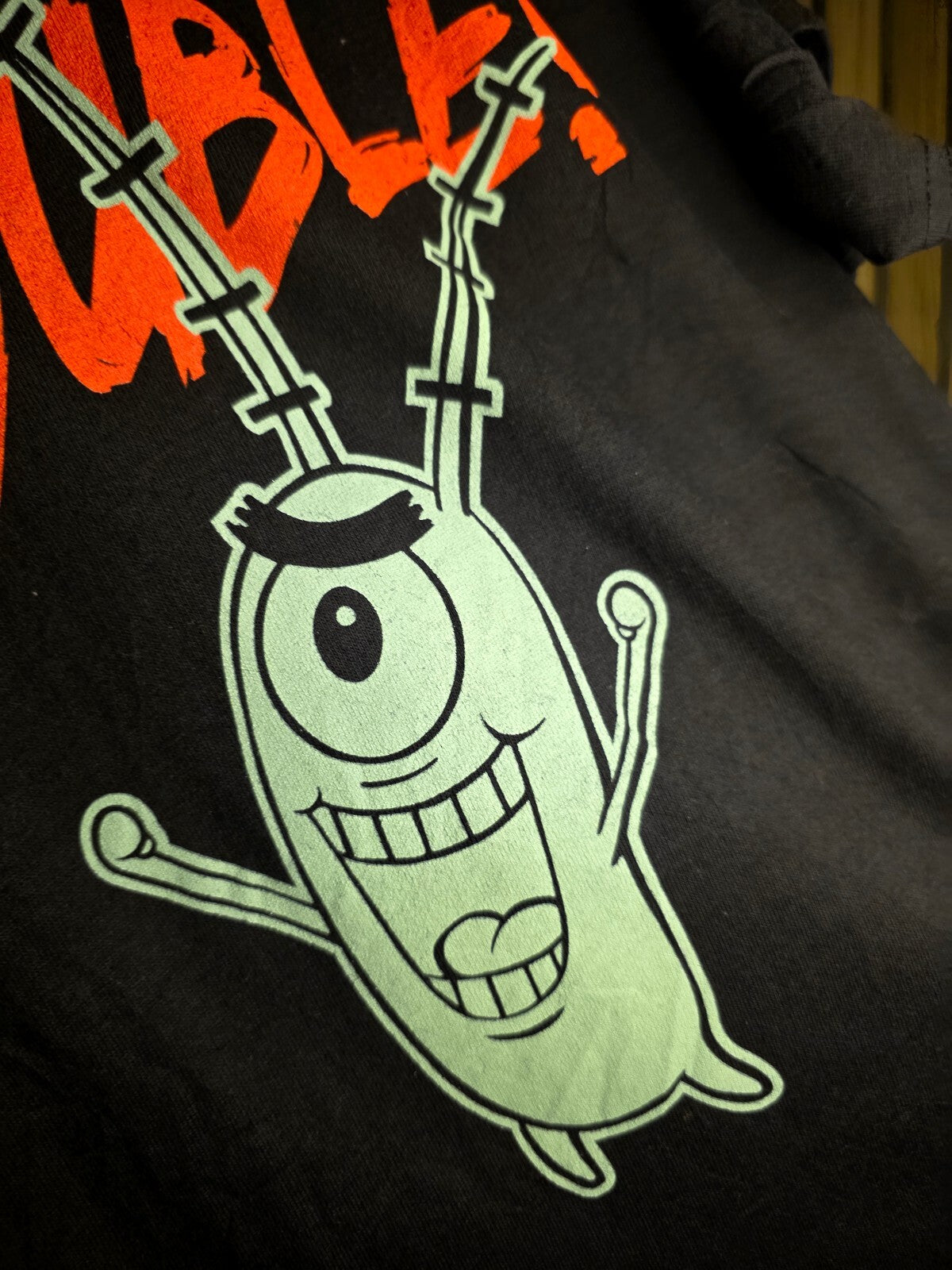 Plankton Here Comes Trouble T-Shirt Black L MX543