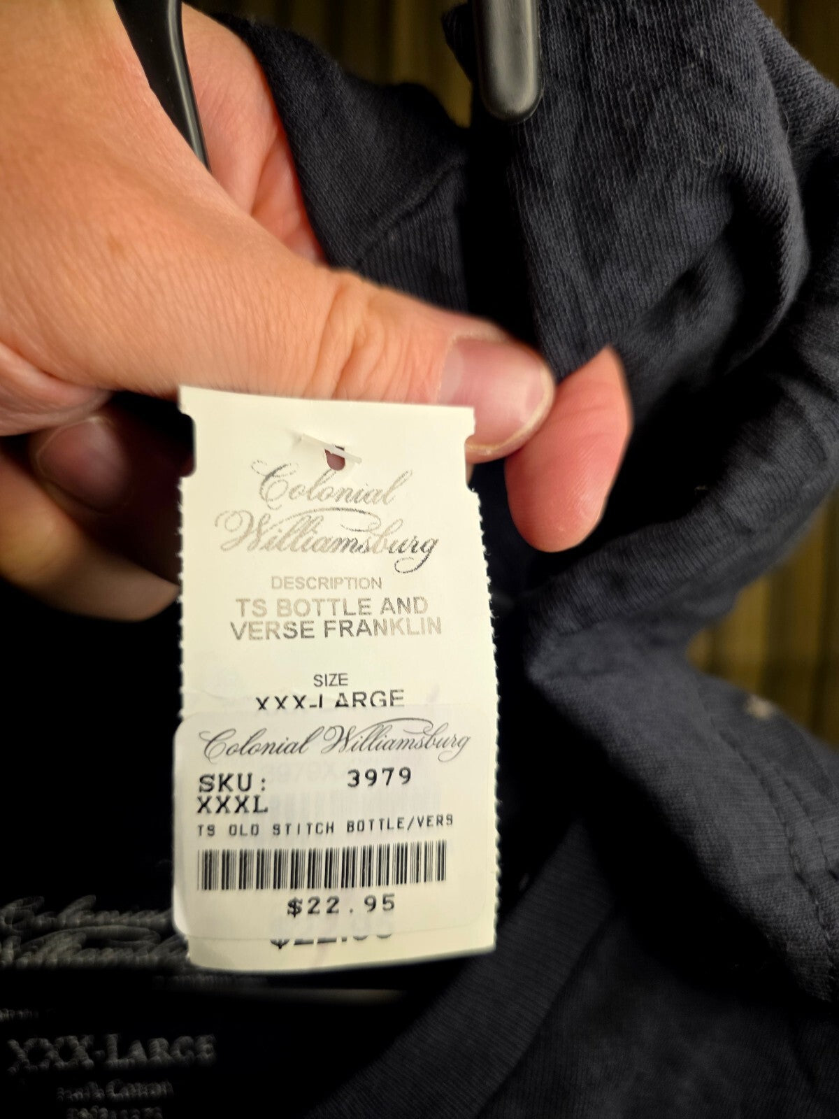 Colonial Williamsburg Old Stitch Ale Tee Black XXXL MX545